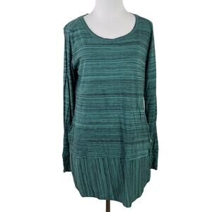 Toad&Co Women's Green Striped Imogen Tunic Shirt Size Medium